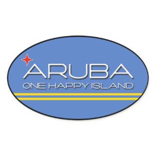 Aruba - One Happy Island Oval Sticker