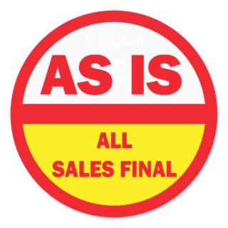 As Is All Sales Final Classic Round Sticker