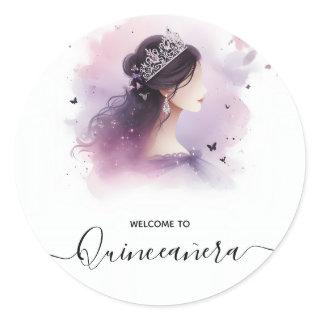 As Royal Gold Tiara Lilac Light Purple Quinceanera Classic Round Sticker