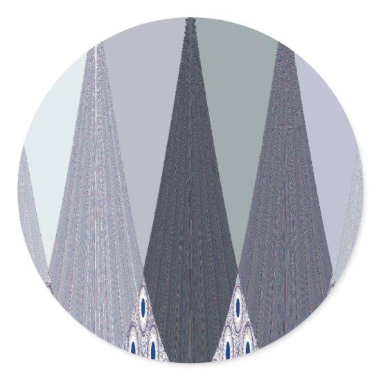 Ash Gray Chevron Dots Art Print Classic Round Sticker