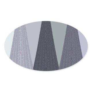 Ash Gray Chevron Dots Art Print Oval Sticker