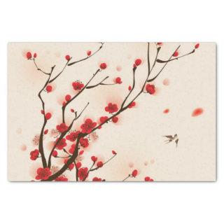 Asian Style Painting, Plum Blossom in Spring Tissue Paper