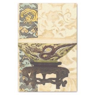 Asian Tapestry with Bowl and Dragon Design Tissue Paper
