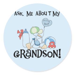 Ask About My Grandson Tshirts and Gifts Classic Round Sticker