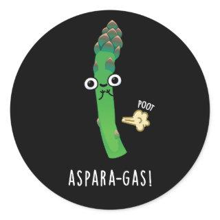Aspara-gas Funny Asparagus Veggie Pun Dark BG Classic Round Sticker