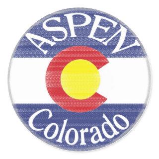 Aspen Colorado circle flag stickers