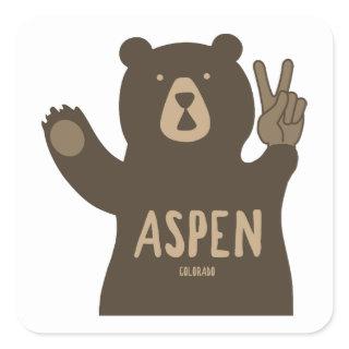 Aspen Colorado Peace Bear Square Sticker