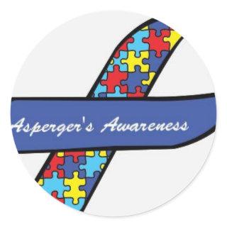 Asperger's Awareness Ribbon Classic Round Sticker