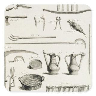 Assortment of gardening tools, from the 'Encyclope Square Sticker