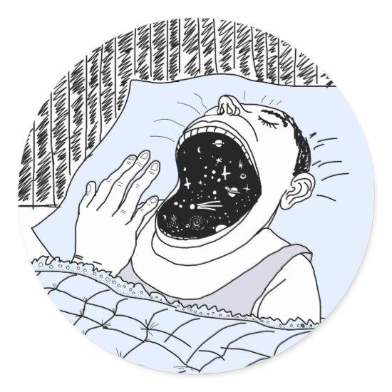 Asstronomy man and the cosmos classic round sticker