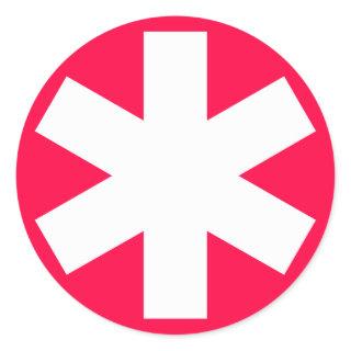 Asterisk - White on Crimson Red Classic Round Sticker
