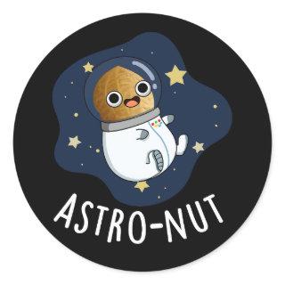 Astro-nut Funny Nut Astronaut Pun Dark BG Classic Round Sticker