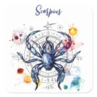 Astrology  zodiac sign of Scorpius in watercolor Square Sticker