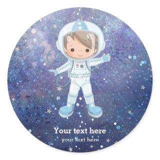 Astronaut boy Outer Space Classic Round Sticker
