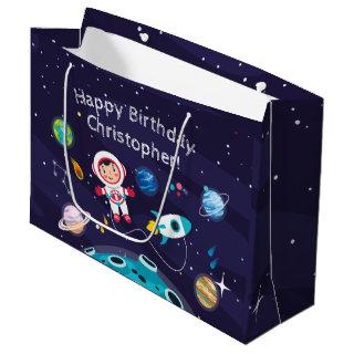 Astronaut child on the moon, monogrammed name Large Gift Bag