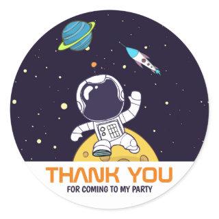 Astronaut Floating in Outer Space Thank You Classic Round Sticker