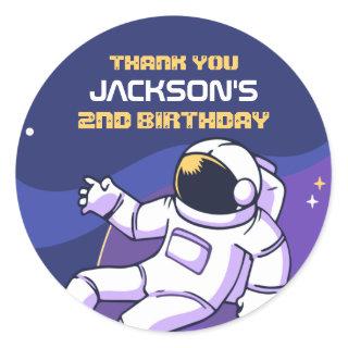 Astronaut Galaxy Outer Space Kids Birthday Party Classic Round Sticker