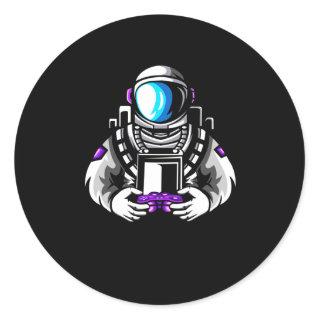 Astronaut Gamer Space Gaming Gift Classic Round Sticker