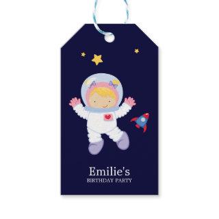 Astronaut Girl Kids Birthday Party Gift Tags