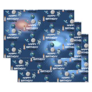 Astronaut in Space Galaxy Theme Birthday Name  Sheets