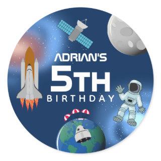 Astronaut in Space Galaxy Theme Birthday Party Classic Round Sticker