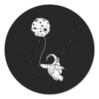 Astronaut Moon Balloon Classic Round Sticker