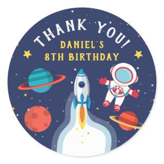 Astronaut Outer Space Birthday Thank You Classic Round Sticker