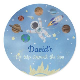 Astronaut Outer Space Rocket Ship Planets Classic Round Sticker