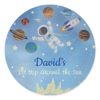 Astronaut Outer Space Rocket Ship Planets Classic Round Sticker