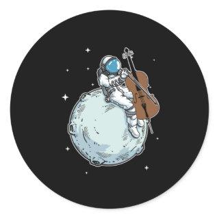 Astronaut Playing Cello Music Cello Lover Gift Classic Round Sticker