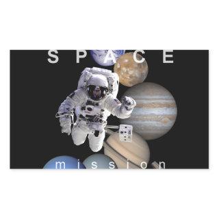astronaut space mission solar system planets rectangular sticker