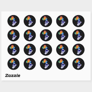 Astronaut with Planets as Balloons Classic Round Sticker