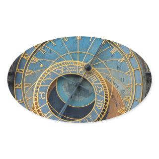 Astronomical clock Prague Orlog Czech Republic Oval Sticker