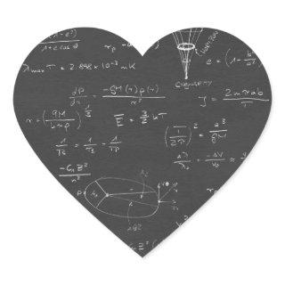 Astrophysics diagrams and formulas heart sticker