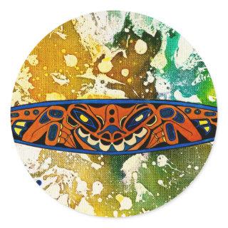 Athabascan Totem by Michael Moffa Classic Round Sticker