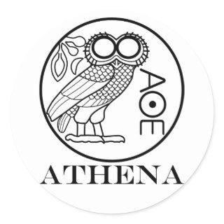 Athena’s owl tetradrachm (Engravers Font) Classic Round Sticker