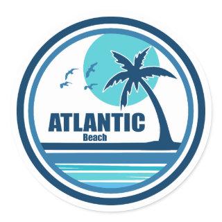 Atlantic Beach North Carolina Palm Tree Birds Classic Round Sticker
