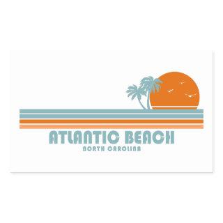 Atlantic Beach North Carolina Sun Palm Trees Rectangular Sticker