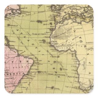 Atlantic Ocean Atlas Map Square Sticker