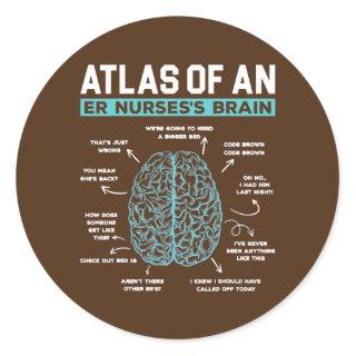 Atlas Of An ER Nurse's Brain Emergency Room Nurse Classic Round Sticker