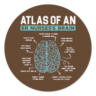 Atlas Of An ER Nurse's Brain Emergency Room Nurse Classic Round Sticker