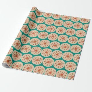 Atomic Dots Mid Century Modern Orange Beige Teal