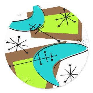 Atomic Era Inspired Boomerang Design Classic Round Sticker