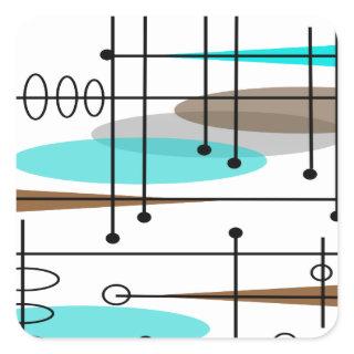Atomic Era Mid-Century Modern Abstract Square Sticker