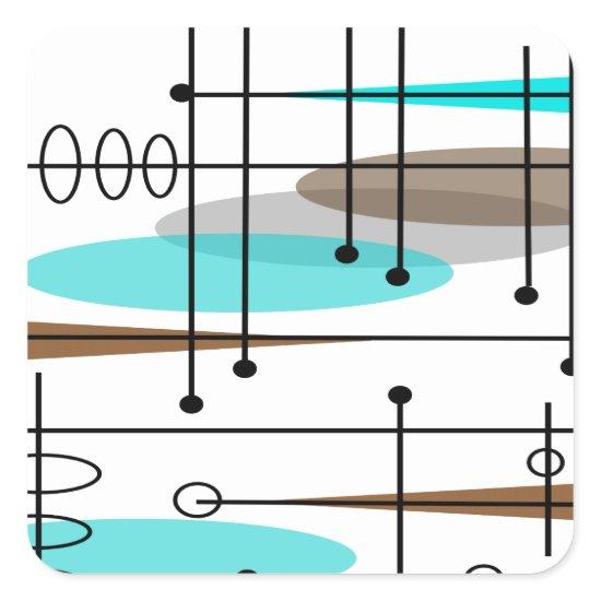 Atomic Era Mid-Century Modern Abstract Square Sticker