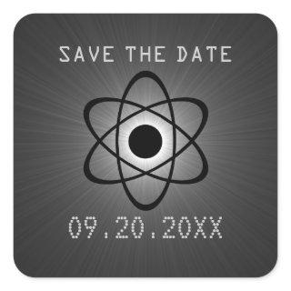 Atomic Save the Date Stickers, Gray Square Sticker