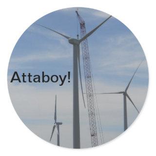 Atta Boy Wind Turbine Classic Round Sticker