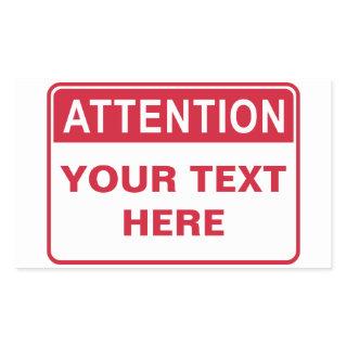 Attention Sign, template Rectangular Sticker