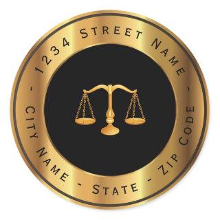 Attorney At Law Gold Scale Return Address Label