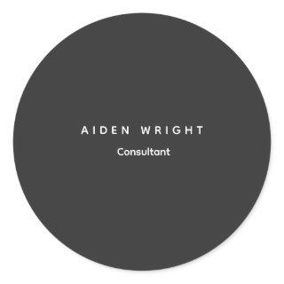 Attractive Grey Classical Minimalist Classic Round Sticker
